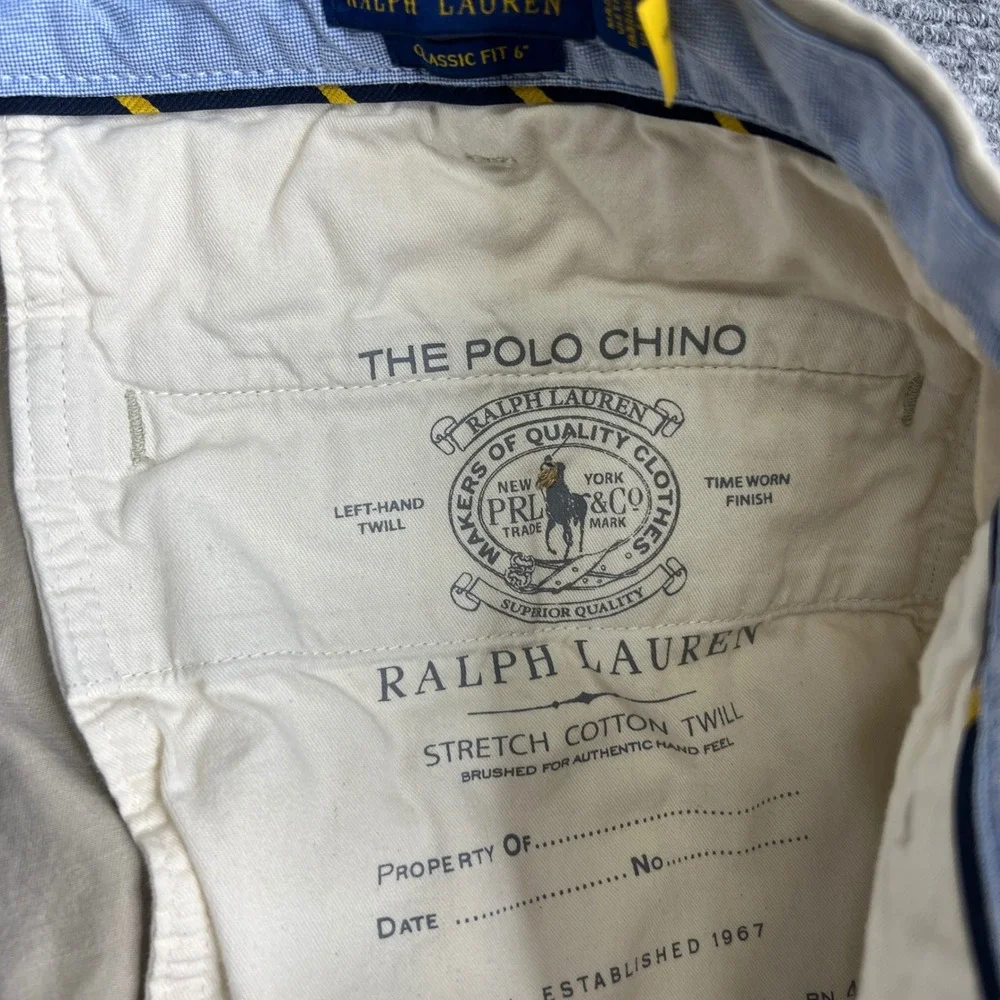 Polo Ralph Lauren Mens Classic Fit 6 Tan Khaki Stretch Chino Shorts Size 40
